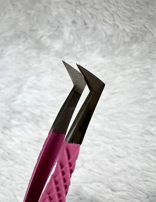 Volume Boot Tweezer Fiber Tip -Barbie Pink