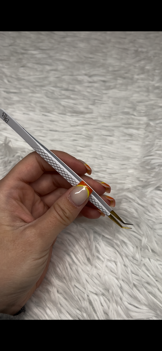Fiber Tip 45 degree Lash Tweezers 14.5cm