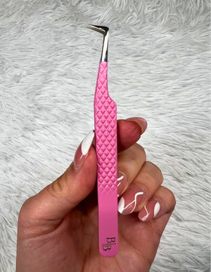 90 Degree Volume Tweezers Mini Boot Fiber Tip -Barbie Pink 90 Degree Volume Tweezers Mini Boot Fiber Tip -Barbie Pink