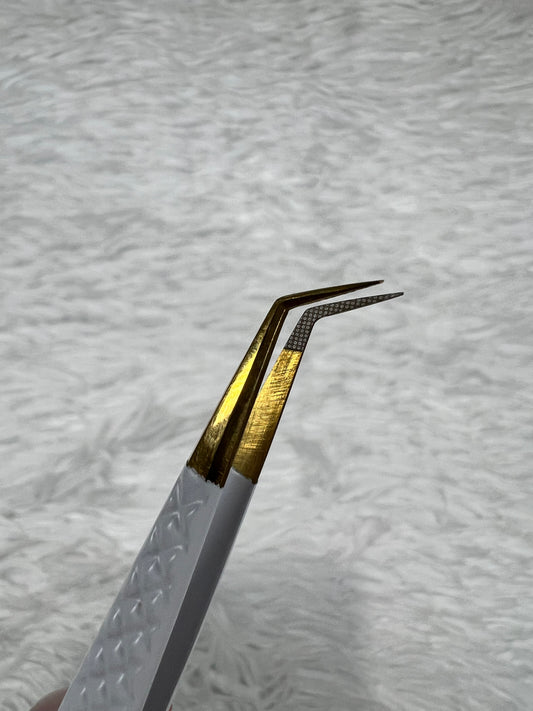 Fiber Tip 45 degree Lash Tweezers 14.5cm