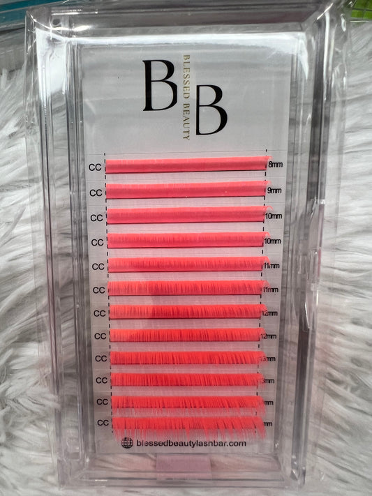 Neon Orange Pink Lash Extensions