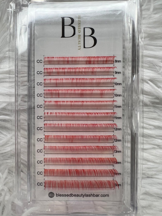 White to Red Ombré Lash Extensions